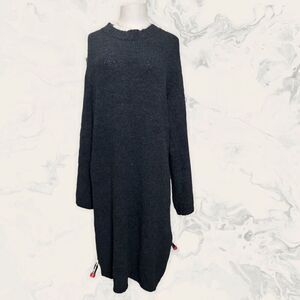 Angie Crewneck Long Sleeve Knit Mini Sweater Dress - Size S- Black